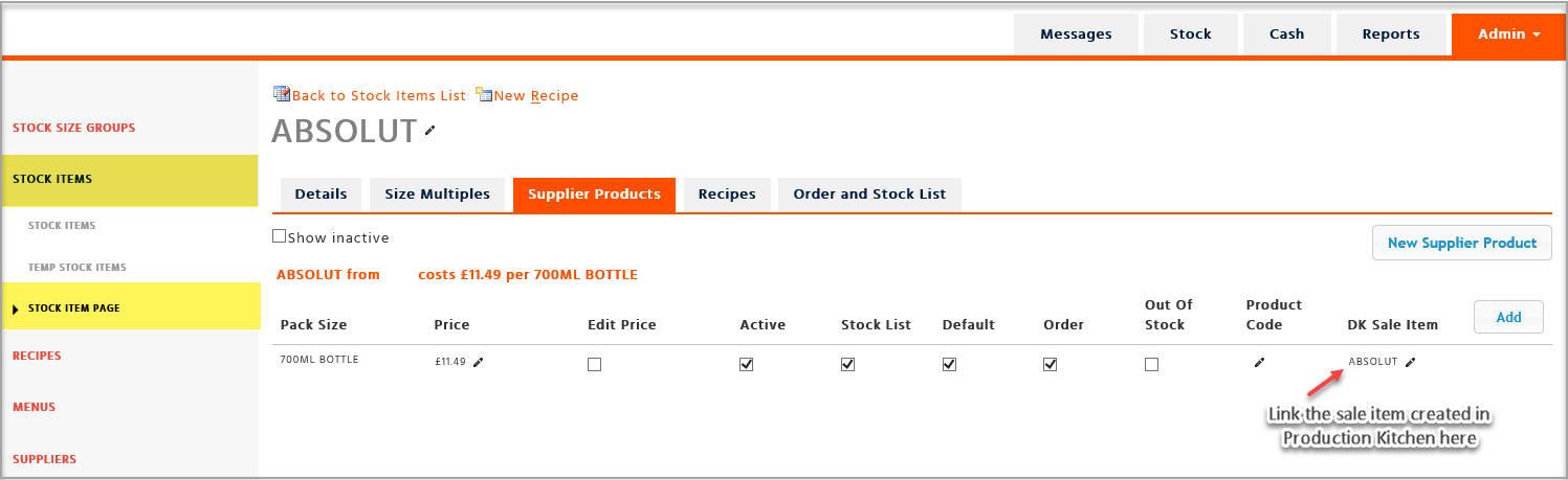 Enterprise - Development Kitchen - Setup Available Items