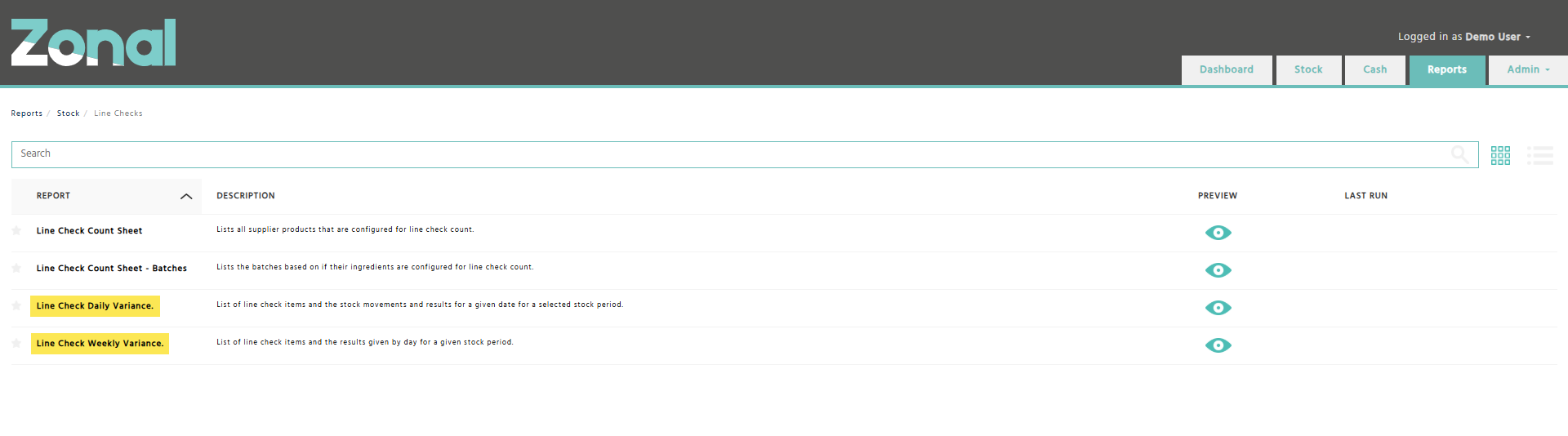 Enterprise - Stock - Line Checks