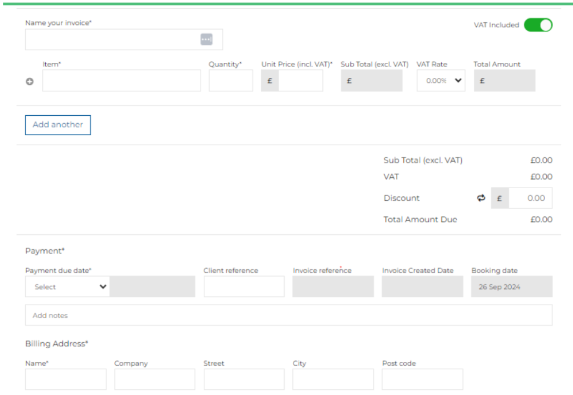 Creating an Invoice